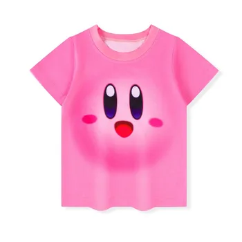 Meninas 3D Kirbing de Impressão de T-shirts Bonito Kirbys Camiseta de Verão Meninas Tees Superior de Roupas de Crianças dos desenhos animados de Roupas Casuais Adolescente T-Shirt