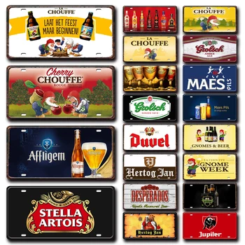 [ Mike86 ] Duvel Chouffe Lata Vintage Belga de Cerveja holandesa Parede Cartazes de Cinema, Pintura Metálica Sinal de Arte de Decoração Para a Barra CA-02 30X15 CM