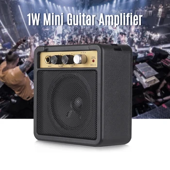 Mini Amplificador de Guitarra, Amplificador de alto-Falante de 5W com 6,35 mm de Entrada de 1/4 Polegadas, Saída de Fone de ouvido, Suporta Volume de Ajuste do Tom Overdrive