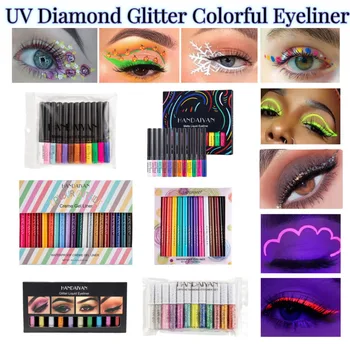 Misto de Diamante Sombra Glitter Liner Conjunto de Lápis Matte Delineador Conjunto Impermeável UV Olho Forros Kit Caneta de Gel de Cosméticos Eyeliners