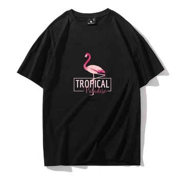 Moda 100% Algodão Flamingo Anime T-shirt de Impressão Oversize Kawaii Roupas de Mulher os Homens de T-shirts Skate Tops Y2K Roupas 2