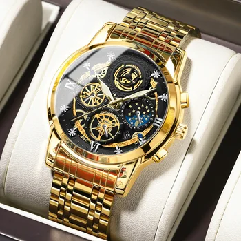 Moda Homens Relógios De Aço Inoxidável De Melhor Marca De Luxo Desporto Cronógrafo Impermeável Relógio De Quartzo Relógio Masculino Montre Homme 2