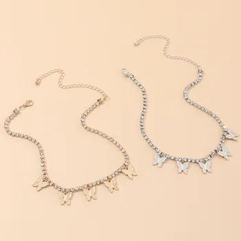 Moda ins da moda de pedra de Strass de homens e mulheres colares borboleta pingentes colares de cristal cintilante colares festa de presentes 2