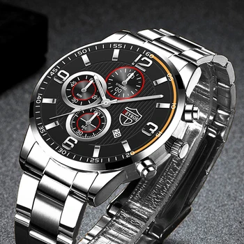 Moda Mens relógios de Luxo para Homens de Negócios de Quartzo do Aço Inoxidável Relógios de Pulso de Homem Casual de Couro Luminoso do Relógio reloj hombre