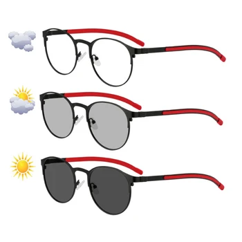 Moda nova Rodada Quadro Fotossensíveis Óculos de Leitura de mulheres Anti-luz azul Presbiopia Eyewears +2.5 3.0