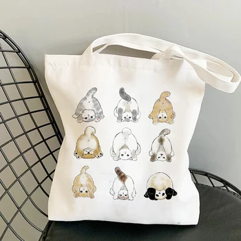 Moda Shopper Bag Kawaii Gatos Animal Bonito Sacos de Compras, Sacola de Lona Sacos de Tote Bag Bolsas de Menina Casual Sacos de Ombro para as Meninas