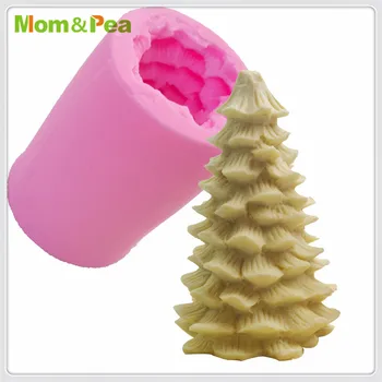 Mom&Pea MPA1889 Árvore de Natal em Forma de Molde de Silicone, a Decoração do Bolo Fondant de Bolo 3D Molde de qualidade Alimentar