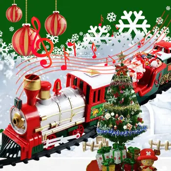 Natal Trem Elétrico, Conjunto de trem de Brinquedo Brinquedos de Carros de Corrida a Pista Com Música de Papai Noel para o Natal Decoração da Árvore de Trem Presentes de Natal 1