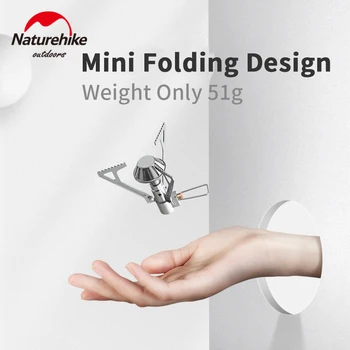 Naturehike Ultraleve Mini Folding Fogão Cabeça 51g Portátil ao ar livre Tudo-Em-Um Forno a Gás de Acampamento Cozinhar Ferramenta Ajustável Com Válvula de 2