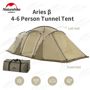 Naturehike Áries-β Luxo Tenda Túnel 4-6 Pessoas Multi-Porta da Sala de Sombras Dossel 210T à prova de Vento, Impermeável Viagens