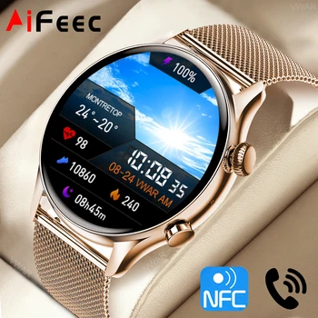 NFC Smart Watch Homens 1.36 polegadas AMOLED 390*390 Tela Sempre Em exposição Smartwatch IP68 Waterproof a Chamada Bluetooth Fitness Tracker 1