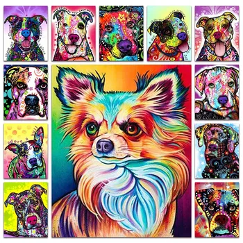 Nova 5D bordado de Diamante mosaico Animal cão Cheio de Diamantes pintura da imagem cor do cachorro bulldog ursinho em ponto cruz de decoração de Casa de X002