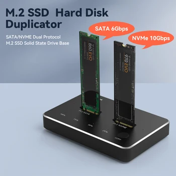 Nova Dupla Baía de Protocolo Dual M2 Unidade SATA SSD Caso de louro 2 Offline Duplicação de disco Rígido de Estação de Ancoragem, Suporte Clone do Dual SSD