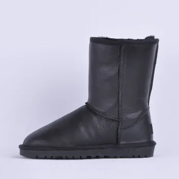 Nova Moda dos Homens de Neve Botas de pele de Carneiro Genuína de Couro Plus Size Inverno Botas 100% Natural, Pele Quente de Lã Preto Botas de Homens Sapatos 2