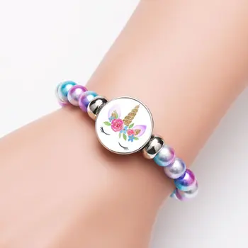 Novas e criativas para crianças, desenhos animados pulseira colorida unicórnio miss padrão telescópica bracelete do grânulo 2