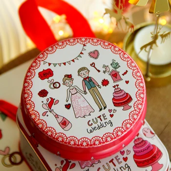 Novo Casamento Europeia De Páscoa, Doces De Armazenamento De Caixa De Lata Pequeno Círculo Vermelho Chocolate De Embalagem Caixa De Doces De Casamento De Crianças De Aniversário Da Caixa De Presente 2