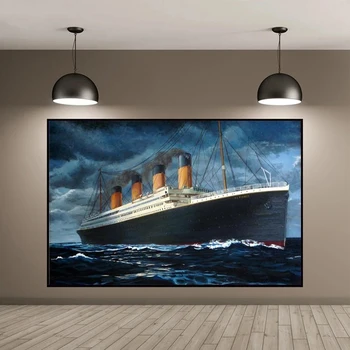O Barco Titanic Filme Clássico Abstrata Tela de Pintura Pôster e Impressão de Arte de Parede de Imagem para a Sala de Decoração de Casa de Cuadros