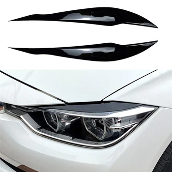 O Farol do carro Guarnição da Lâmpada Sobrancelha Farol Tampa Guarnição Decoração Plástico ABS Farol da Sobrancelha Para BMW Série 3 F30 F35 2013-2018
