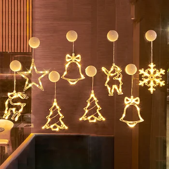 O natal Luz de LED Santa floco de Neve Lua Estrela da Cortina de Luz de Seqüência de caracteres de Fadas Lâmpada Para a Home do Quarto Ano Novo Xmas Party Decoração Navidad 2