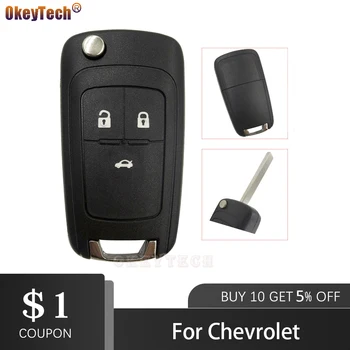 OkeyTech 3 Botões De Substituição Flip Dobrável Remoto Chave Do Carro Shell Case Capa Para Chevrolet Cruze Epica Lova Camaro Impala Aveo
