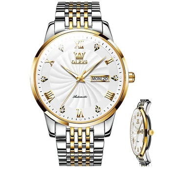 OLEVS Original dos Homens Relógio de Luxo Fino Mecânico Automático Impermeável Marca de Topo do Clássico de Aço Inoxidável Relógios de Homens de Presente 1