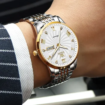 OLEVS Original dos Homens Relógio de Luxo Fino Mecânico Automático Impermeável Marca de Topo do Clássico de Aço Inoxidável Relógios de Homens de Presente 2