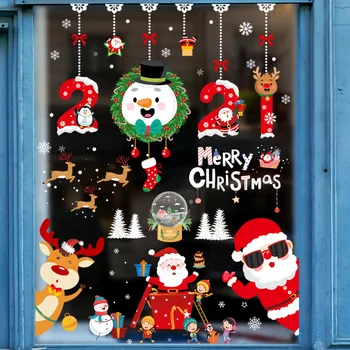 Papai Noel Etiqueta da Janela de Vidro de Janela Estática Árvore de Natal clima de Festival Etiqueta Autocolante Para a Criança do Quarto Ornamentos