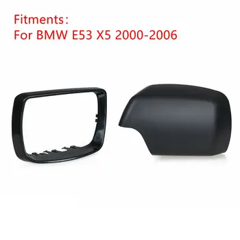 Par de Esquerda Traseira Direita Tampa do Espelho Caps & Trim Anel de Quadro para BMW X5 E53 2000-2006 Preto Plástico ABS Vehicel Peça de Substituição 1