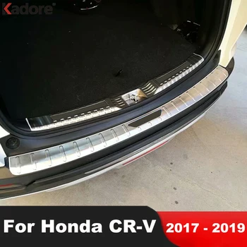 Para Honda CRV CR-V 2017 2018 2019 Inoxidável Interna+Externa Traseira do Tronco Tampa do pára-choque da Guarnição de Carro na porta da Bagageira Soleira da Porta da Placa de Acessórios