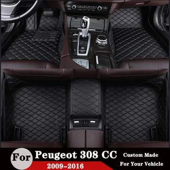 Personalizado, tapetes de carro Para o Peugeot 308 CC 2016 2015 2014 2013 2012 2011 2010 2009 Couro Impermeável, Anti-Suja Tapetes Personalizados Pé 1