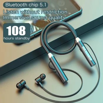 Pescoço-Montado Magnético Sem Fio De Fone De Ouvido Bluetooth Fones De Ouvido 5.1 Esportes Impermeável Redução De Ruído Fones De Ouvido Para Música De Fone De Ouvido 2
