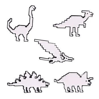 Pixelado Dinossauros Esmalte Pinos Simples Dinossauros Broches Saco de Roupas Botão de Lapela Emblemas de Animais Jóia de Presente para as Crianças Amigos 1