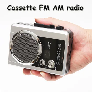 Portátil Rádio FM/AM Mini Leitor de Cassete Gravador de Voz Clássica do Reprodutor de Fita de Suporte interno/Externo de Gravação do Microfone 1