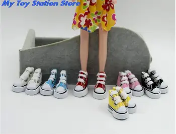 QUENTE 1Pair Mini Boneca Sapatos para Sharon Boneca, Botas de Lona Denim, sapatos Sapatos Para menina Boneca para BJD Brinquedo Bonecas de Tênis Acessórios 1