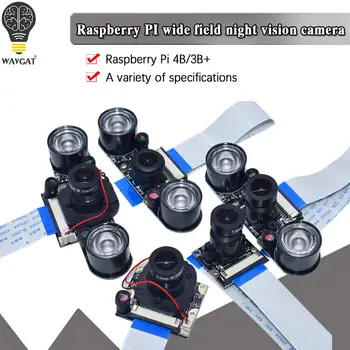 Raspberry Pi 4 noites de Visão olho-de-peixe Câmera de 5MP OV5647 70/95/160 Grau Focal da Câmera Ajustável para Raspberry Pi 3 Modelo B Plus