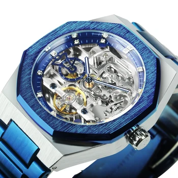 Relógios Mens 2021 Automatic Mens Relógios de Marca Top de Luxo Mecânica Turbilhão de Homens do Relógio Esqueleto Azul Marinho часы мужские Reloj