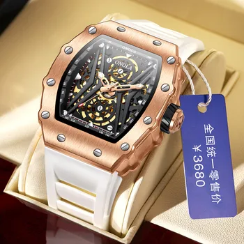 Relógios Para Homens ONOLA Marca de Moda relógio de Pulso Automático Quadrado Oco Casual de Luxo Impermeável Mecânico Relógios 2