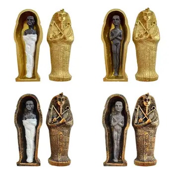 Resina Egípcio Antigo Caixão Estatueta Escultura Egito Múmia Estátua Enfeites Pequenos Modelo Em Miniatura A Decoração Home Recolher