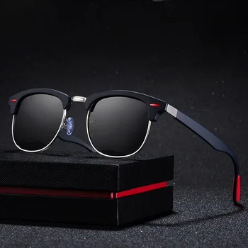Retro clássico Rebite Óculos de sol Polarizados Homens Mulheres Marca Designer TR90 Pernas mais Leves Design Feminino Masculino Moda de Óculos de Sol 1