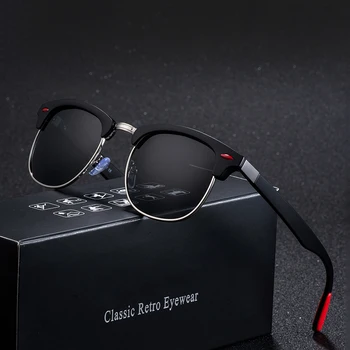Retro clássico Rebite Óculos de sol Polarizados Homens Mulheres Marca Designer TR90 Pernas mais Leves Design Feminino Masculino Moda de Óculos de Sol 2