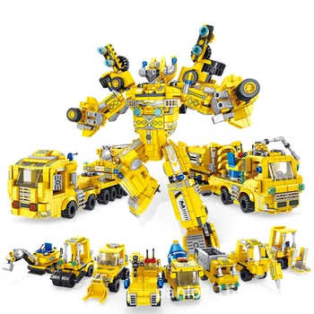 Robô Construção Criativa de Caminhão Blocos de Brinquedos 35in1 TRONCO Educacional Tijolos para Construção da Cidade de Resgate de Incêndio de Veículos Kit de Presente para as Crianças 2
