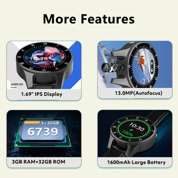 Rogbid Panda IP68 5 ATM Impermeável Smartwatch 3GB 32GB GPS de Dupla Câmara de 13MP 4G Inteligente do Telefone do Relógio de Homens para Xiaomi Huawei 2