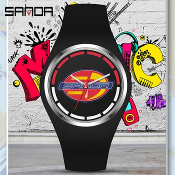 SANDA Nova Moda Casual feminina do Relógio de Quartzo da Marca Popular Senhoras Relógios pulseira de Silicone de Esportes dos Homens Relógio Orologio da uomo 1