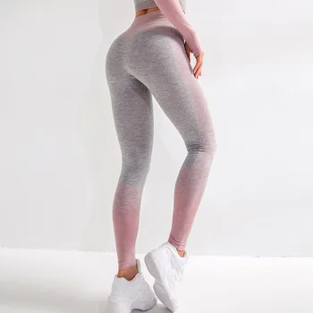 Secagem rápida pêssego hip calças de fitness para mulheres Europeias e Americanas, de malha apertadas calças esportivas de alta cintura quadril levantamento de Calças de Yoga