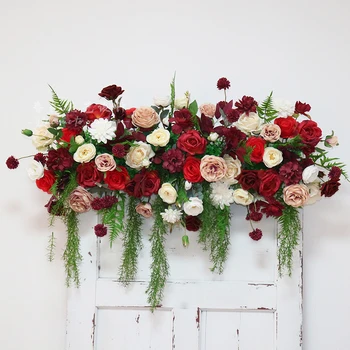 Simulação personalizada flor linha de noiva de seda flores do casamento layout da sala de casamento de fase arco prateleira da arte da flor de porta de verga falso fluxo