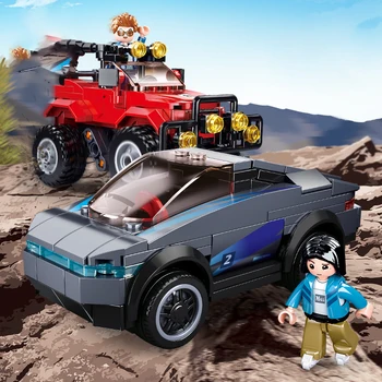 SLUBAN Novo anúncio Off-Road, Esportes Modelo de Carro SUV Jeeped Veículo Elétrico Blocos de Construção da Cidade de Tijolo de Brinquedos Educativos Para Meninos 2