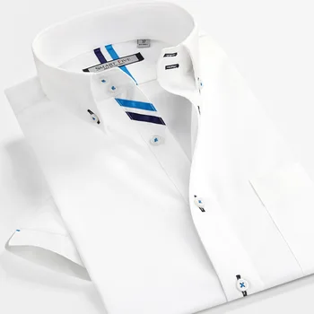 Fim KUEGOU 2022 Primavera 100 Algodão Branco azul Botão de Camisa Casual Homens Para os homens a Moda Colar de Botão Manga Longa Slim Roupas 20545 \ Vestuário masculino | Arquitetomais.com.br 11