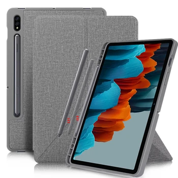 Tablet Case Para Samsung Galaxy Tab S7Plus S7FE S8Plus Tampa de Silicone Soft Shell de Deformação com Caneta Tampa da Ranhura Para S8Plus