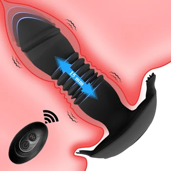 Telescópico de Vibração Butt Plug Anal, Vibrador Remoto sem Fio Rabo de Brinquedos Sexuais para as Mulheres Anal com Vibrador Massageador de Próstata Homens Buttplug