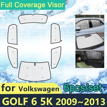 Total Cobre Chapéus-de-sol Para Volkswagen Golf 6 5K DE 2009~2013 VW Sol do Carro de Proteção de pára-brisas, nas janelas Laterais Viseira Shaby Acessórios